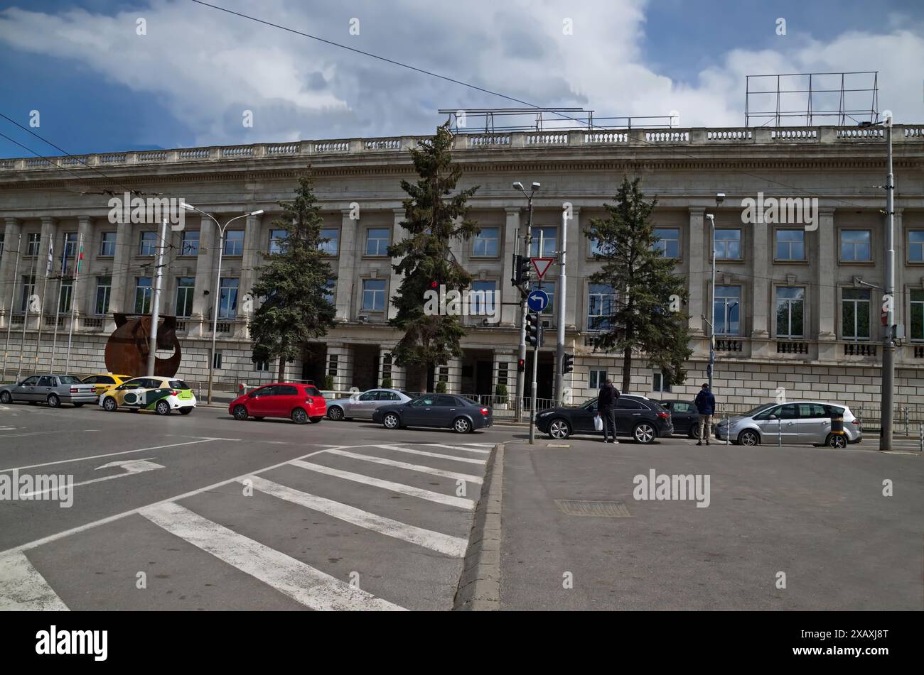 Une vue depuis une partie du magnifique bâtiment vers le stade national Vasil Levski, la plus grande installation sportive avec stands de travail, ouverte en 1953, Banque D'Images