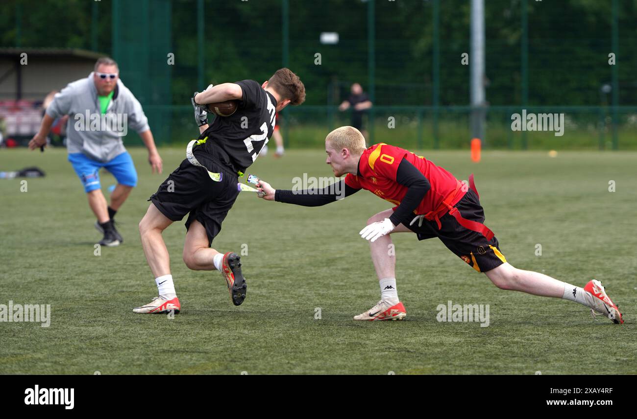 Defender a marqué avec succès la ceinture aux Jeux BAFA en juin 2024 à Cardiff Banque D'Images