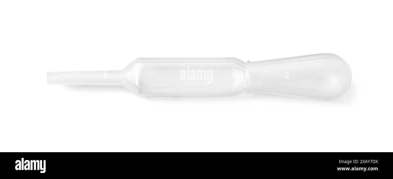 Une pipette propre isolée sur blanc, vue de dessus Banque D'Images
