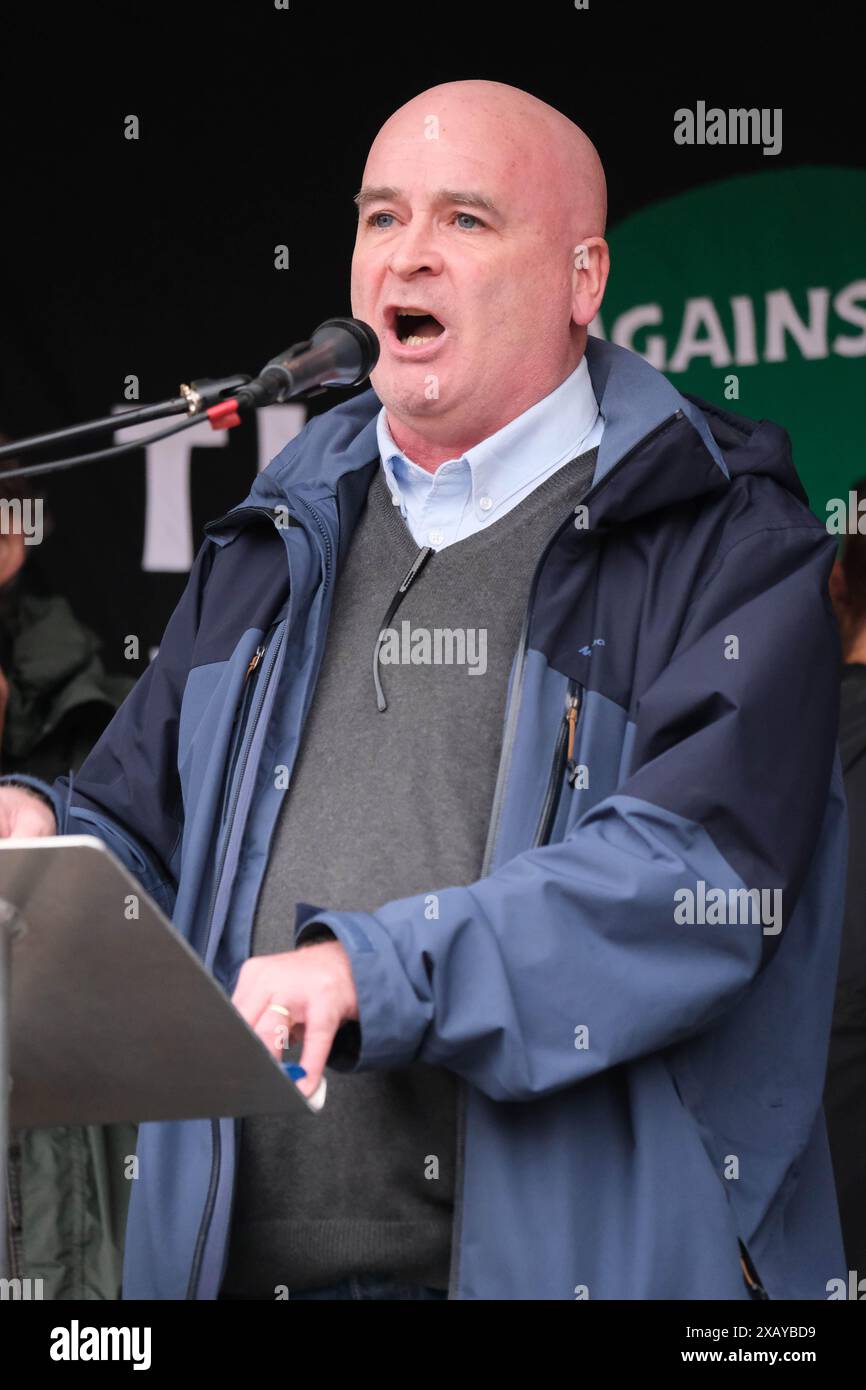 Londres, Royaume-Uni. 5 novembre 2022. Mick Lynch s’adresse aux milliers de partisans des syndicats à l’Assemblée du peuple. Mark Lear / Alamy Banque D'Images