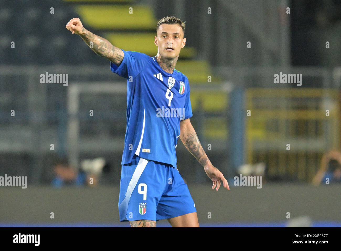 Stadio Carlo Castellani, Empoli, Italie. 9 juin 2024. International Football Friendly, Italie contre Bosnie-Herzégovine ; Gianluca Scamacca d'Italie crédit : action plus Sports/Alamy Live News Banque D'Images