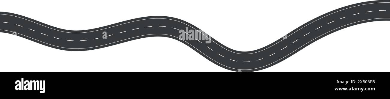 Route ondulée avec courbes sinueuses et chemin horizontal. Vue de dessus de la piste de course et de l'autoroute. Illustration vectorielle plate isolée sur fond blanc. Illustration de Vecteur