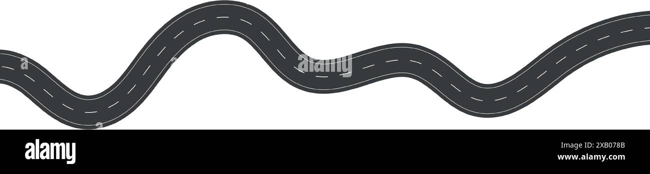 Route ondulée avec courbes sinueuses et chemin horizontal. Vue de dessus de la piste de course et de l'autoroute. Illustration vectorielle plate isolée sur fond blanc. Illustration de Vecteur
