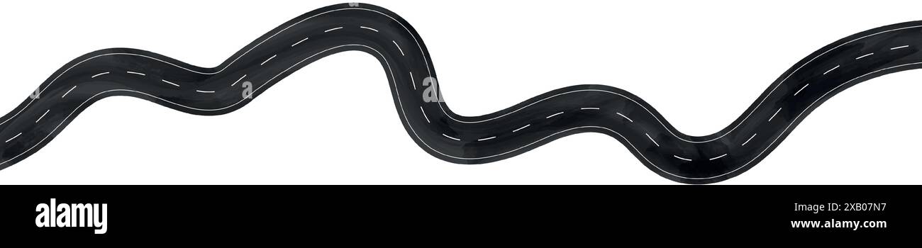 Route ondulée avec courbes sinueuses et chemin horizontal. Vue de dessus de la piste de course et de l'autoroute. Illustration vectorielle plate isolée sur fond blanc. Illustration de Vecteur