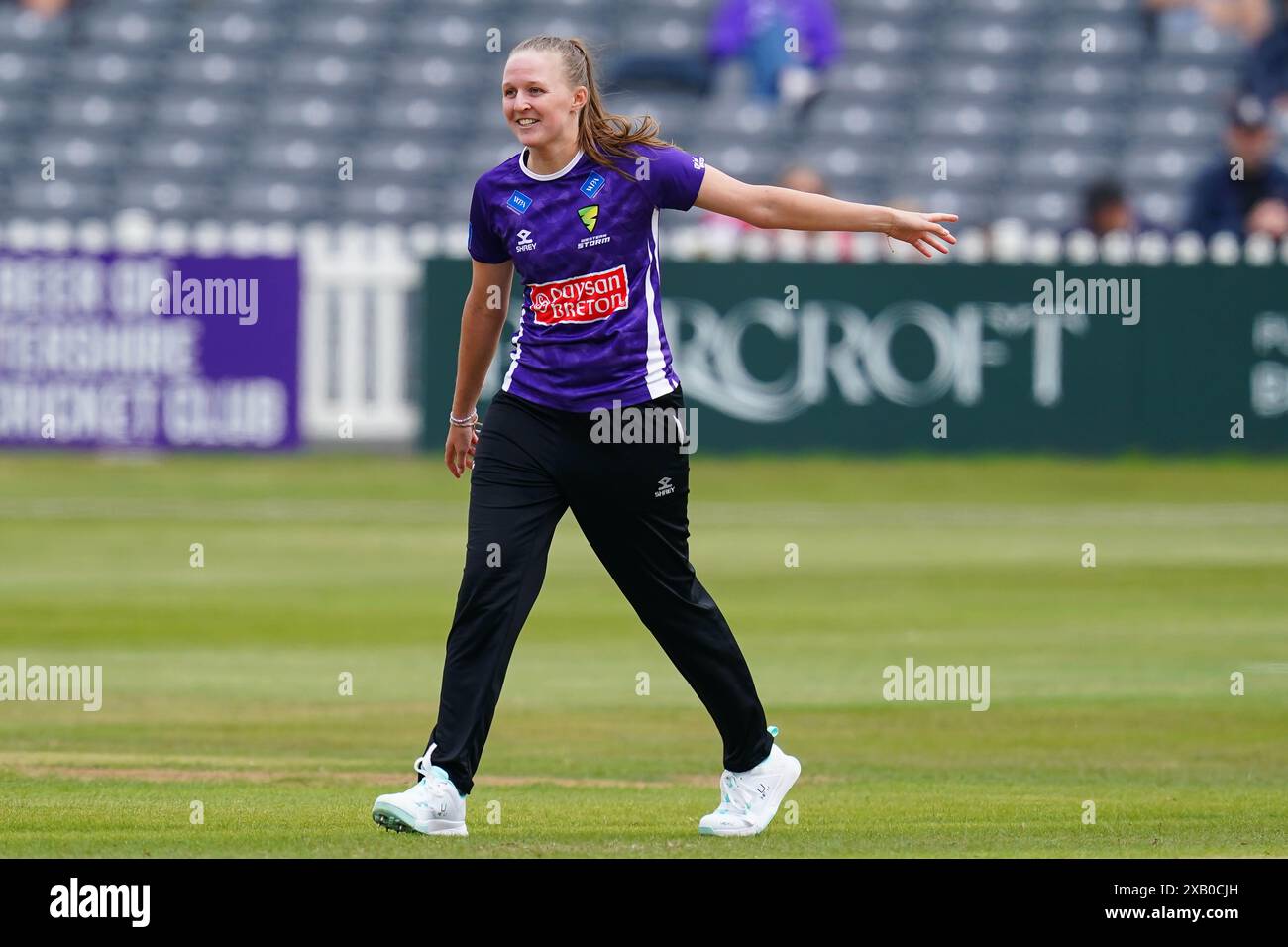 Bristol, Royaume-Uni, 9 juin 2024. Lauren Filer de Western Storm lors du match de la Charlotte Edwards Cup entre Western Storm et Southern Vipers. Crédit : Robbie Stephenson/Western Storm/Alamy Live News Banque D'Images