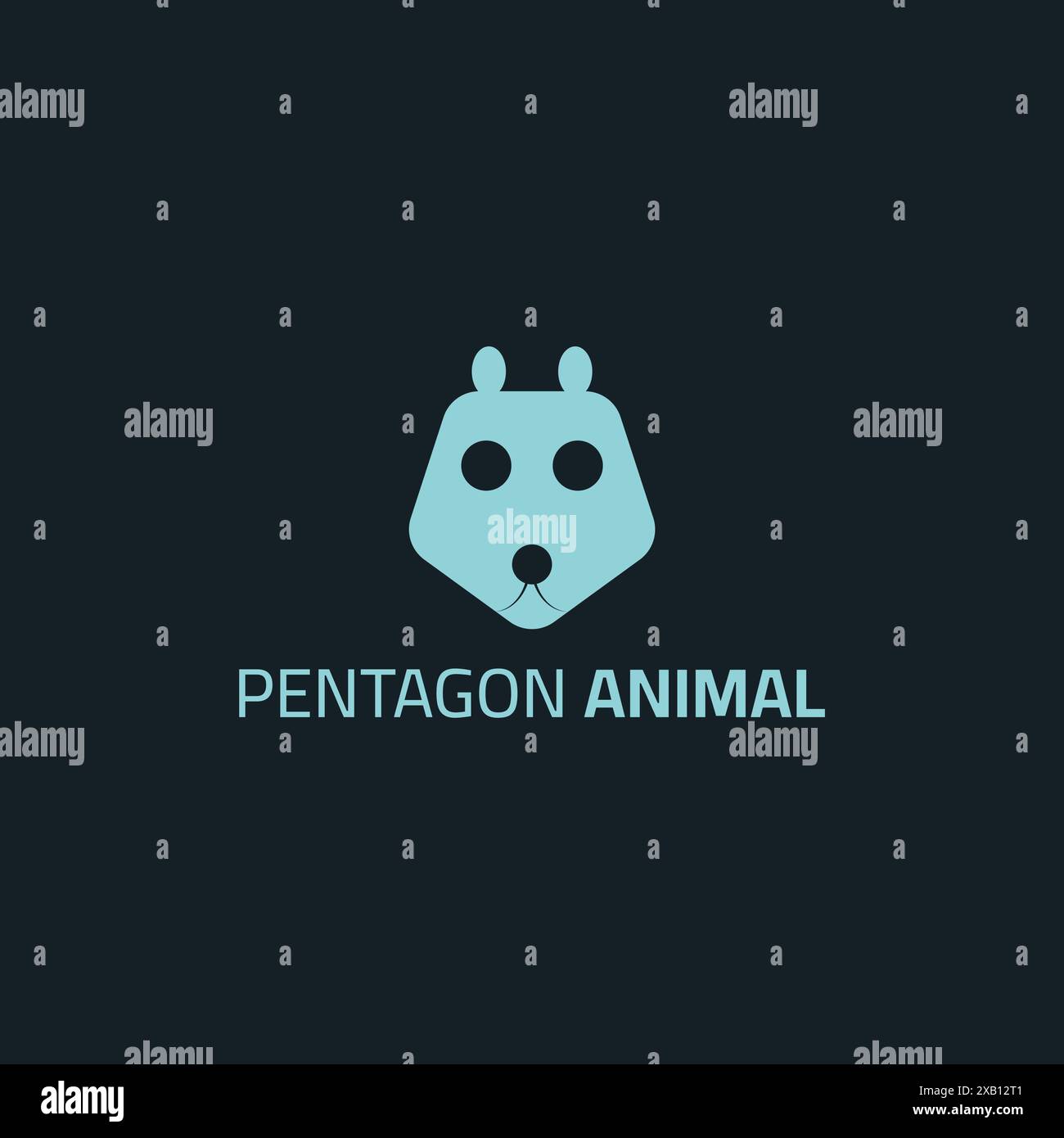 Logo de visage d'animal avec forme de tête de pentagone. Illustration de Vecteur