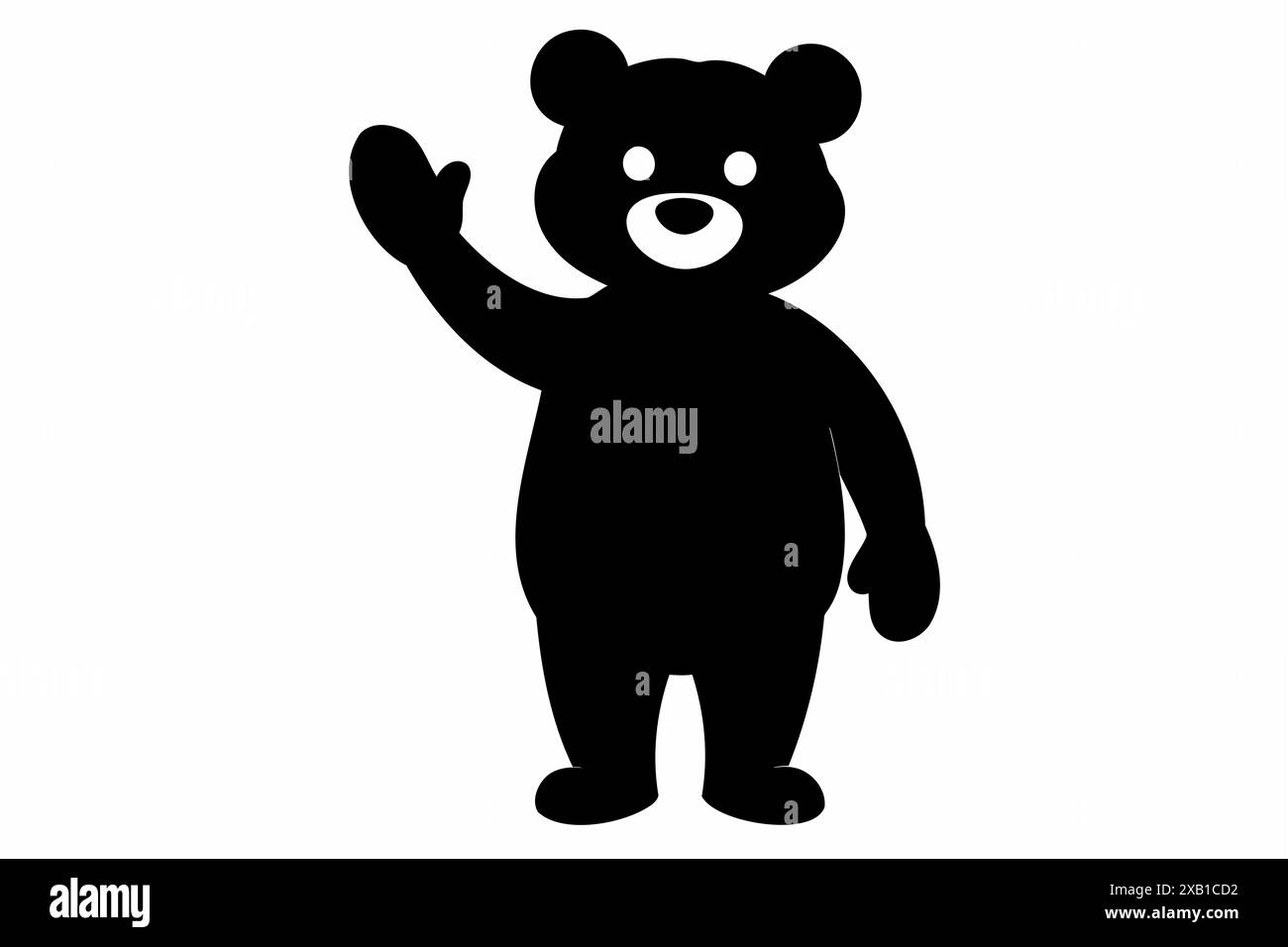 Silhouette noire d'ours jouet ondulant isolé sur un fond blanc. Mignon bébé ours en peluche. Concept de jouets pour enfants, enfance, amusement, jeu, temps de jeu, minima Illustration de Vecteur