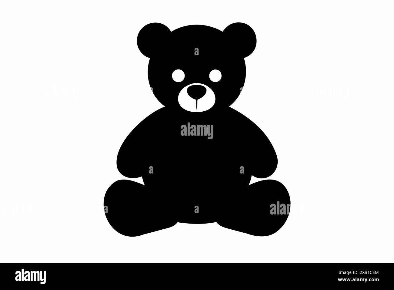 Silhouette noire d'ours jouet assis isolé sur un fond blanc. Mignon bébé ours en peluche. Concept de jouets pour enfants, enfance, amusement, jeu, temps de jeu, minim Illustration de Vecteur