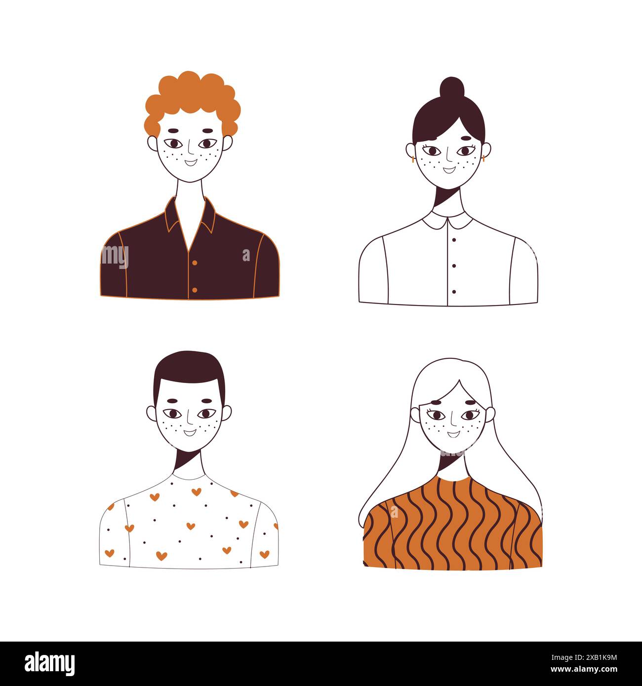 Icônes de profil pack dans le style dessiné à la main Illustration de Vecteur