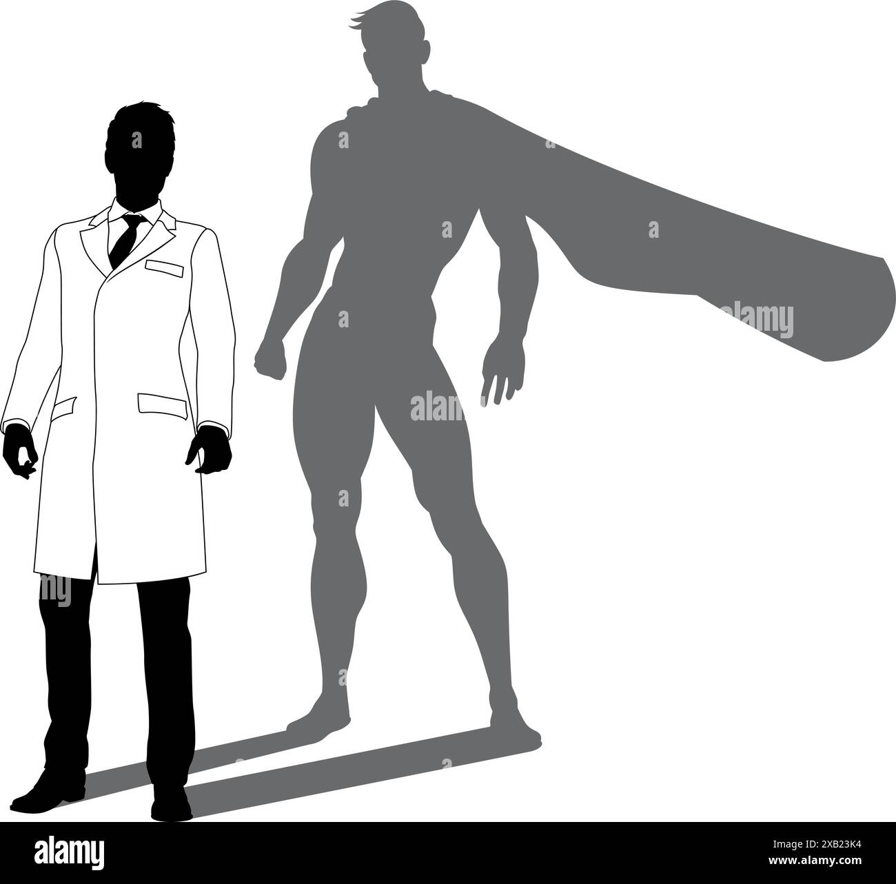 Super-héros Biologiste Super Hero Shadow Silhouette Illustration de Vecteur