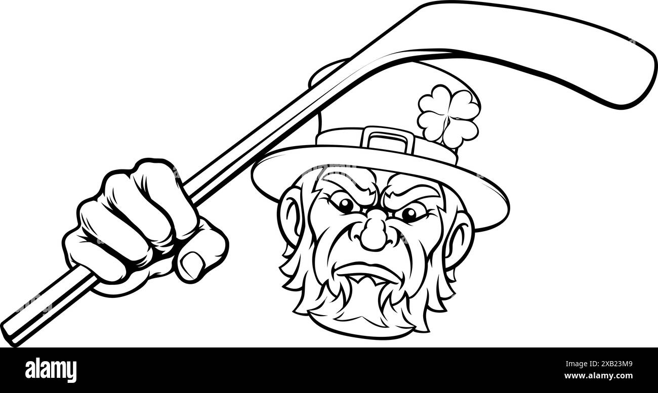 Hockey sur glace Lepremun, mascotte de sport, dessin animé Illustration de Vecteur