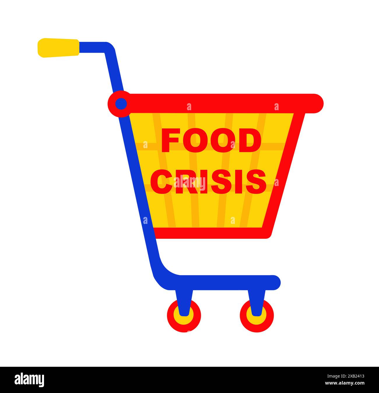 chariot d'épicerie coloré, chariot, sac à provisions, concept de problèmes économiques, crise alimentaire mondiale, augmentations de prix, baisse du pouvoir d'achat, pas assez m Banque D'Images
