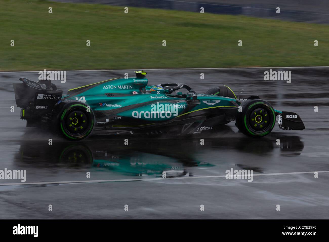 Montréal, Canada. 9 juin 2024. Fernando Alonso, de l'Espagne, au volant de l'Aston Martin Aramco Cognizant F1 Team AMR24 Mercedes, lors du GP du Canada, formule 1, sur le circuit Gilles Villeneuve. Crédit : Alessio Morgese/Alessio Morgese/Emage/Alamy Live news Banque D'Images