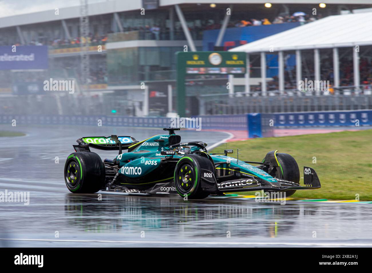 Montréal, Canada. 9 juin 2024. Lance Stroll of Canada au volant de la (18) Aston Martin Aramco Cognizant F1 Team AMR24 Mercedes, lors du GP du Canada, formule 1, au circuit Gilles Villeneuve. Crédit : Alessio Morgese/Alessio Morgese/Emage/Alamy Live news Banque D'Images
