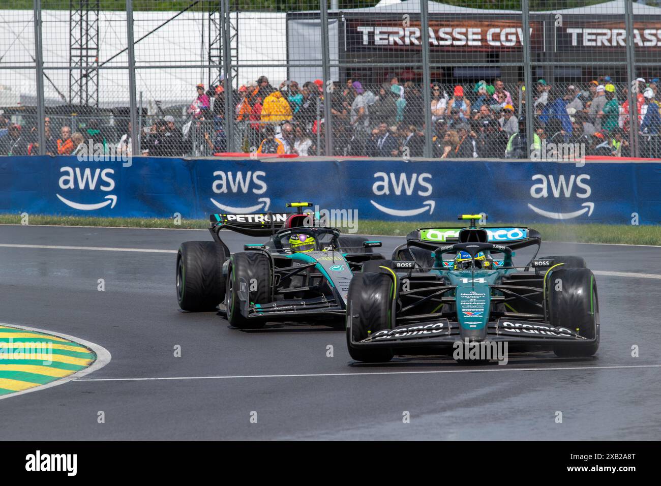 Montréal, Canada. 9 juin 2024. Fernando Alonso, de l'Espagne, au volant de l'Aston Martin Aramco Cognizant F1 Team AMR24 Mercedes, lors du GP du Canada, formule 1, sur le circuit Gilles Villeneuve. Crédit : Alessio Morgese/Alessio Morgese/Emage/Alamy Live news Banque D'Images
