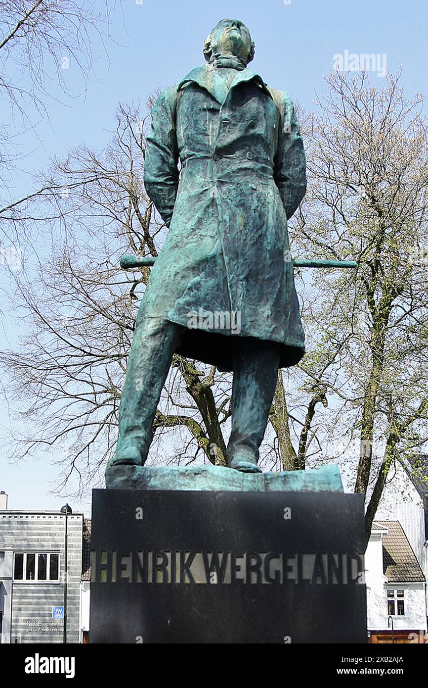 Statue de Henrik Arnold Wergeland à Kristiansand, Norvège Banque D'Images