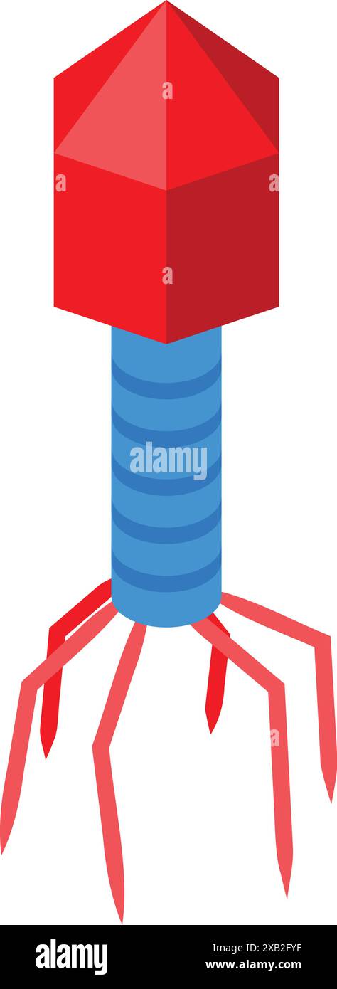 Virus bactériophage attaquant les bactéries avec des fibres de queue pour l'infection Illustration de Vecteur
