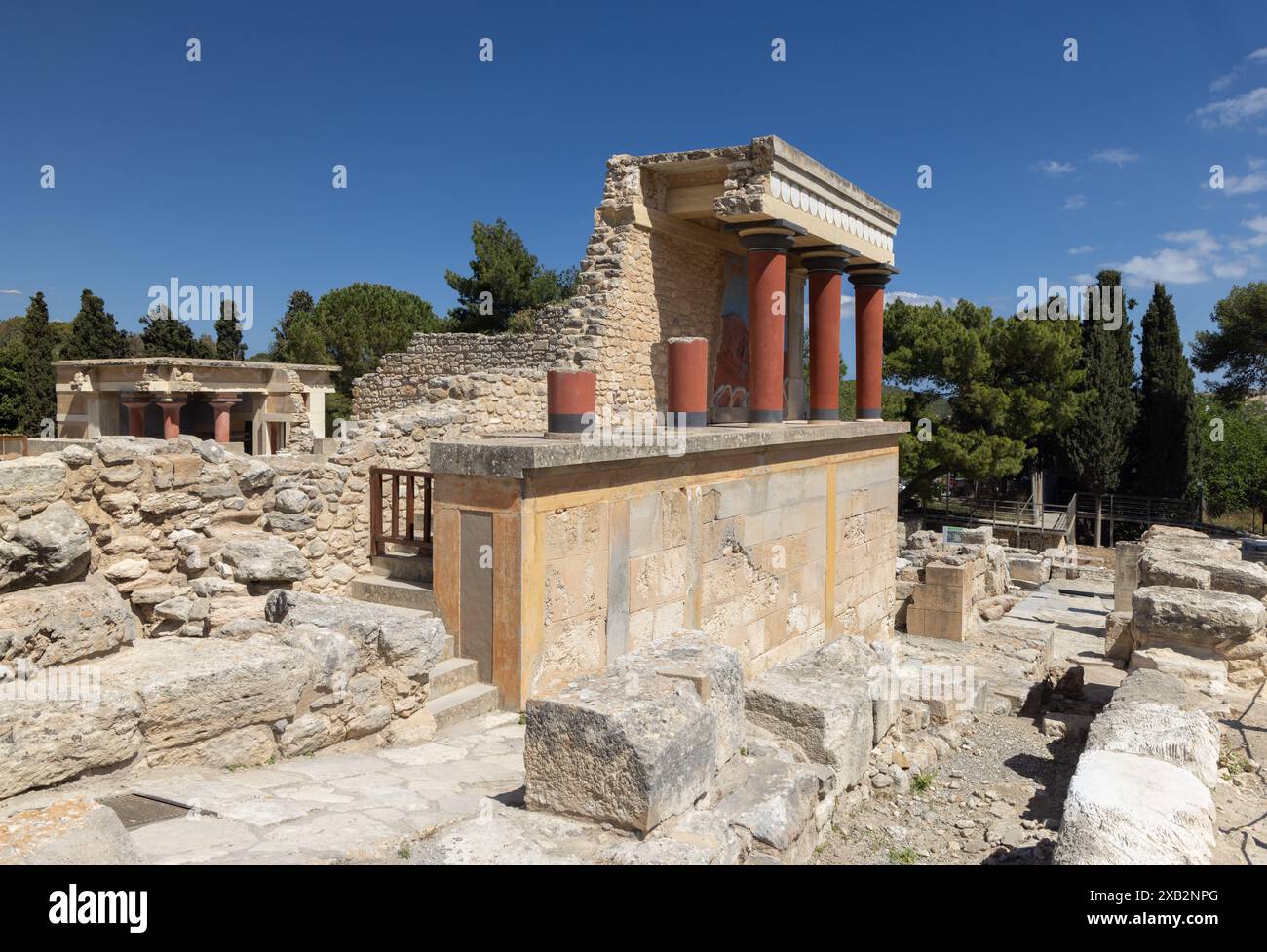 La structure nommée par Evans comme la Maison des douanes au palais minoen de Knossos en Crète Banque D'Images