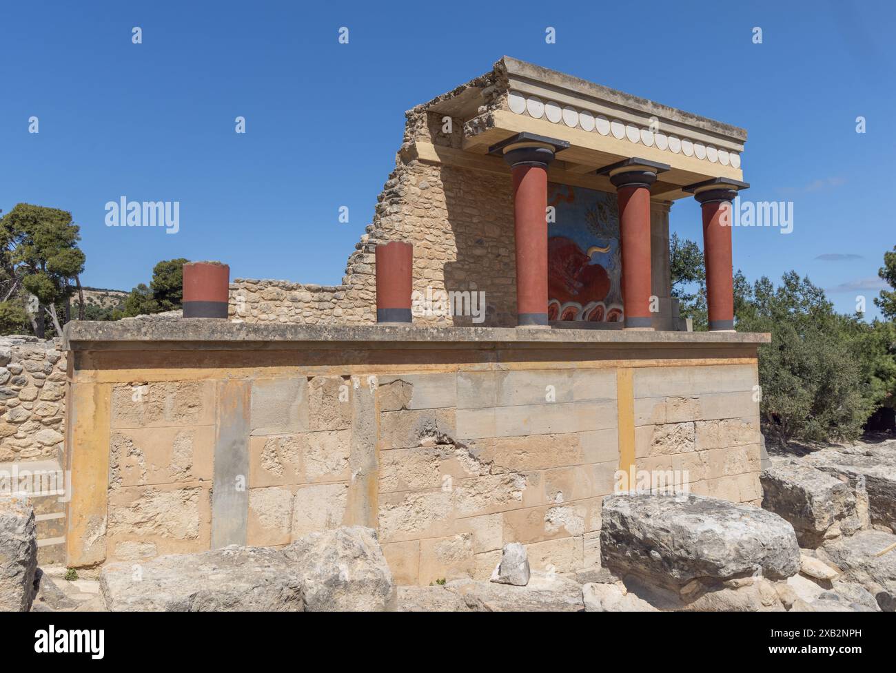 La structure nommée par Evans comme la Maison des douanes au palais minoen de Knossos en Crète Banque D'Images
