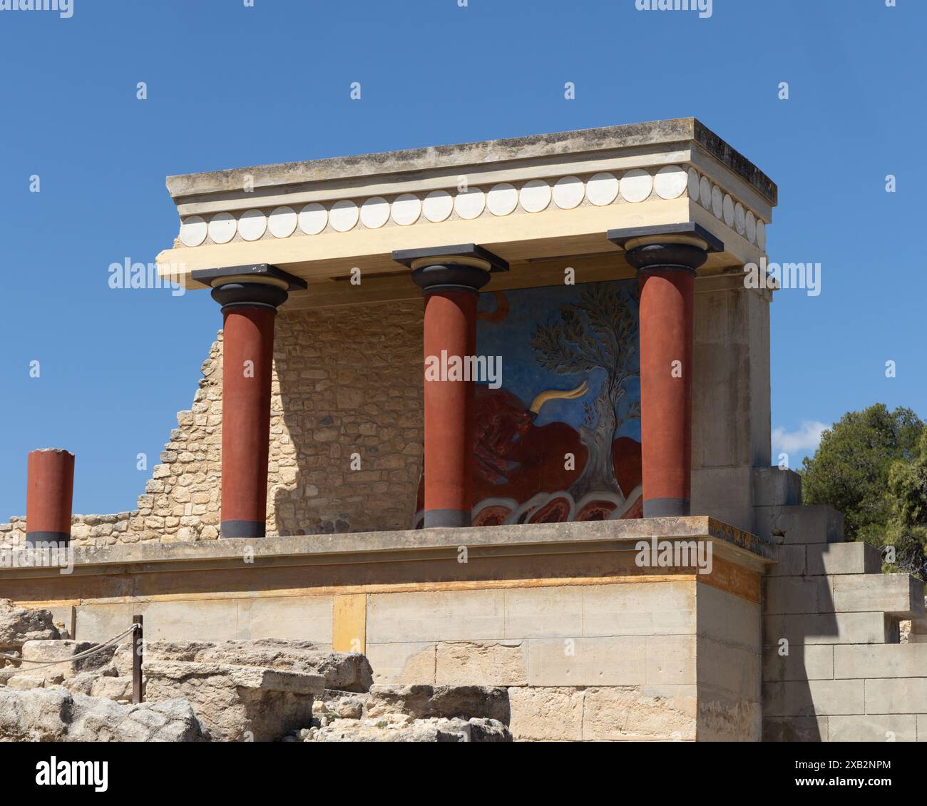 La structure nommée par Evans comme la Maison des douanes au palais minoen de Knossos en Crète Banque D'Images