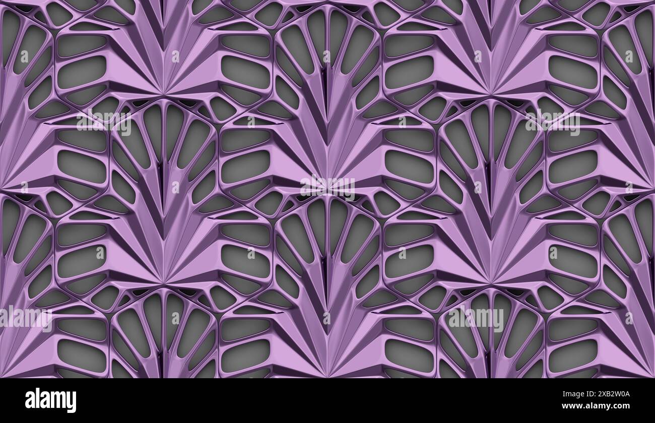 Un motif géométrique abstrait visuellement captivant avec plusieurs nuances de violet formes récurrentes, des motifs complexes sur un fond sans couture Banque D'Images