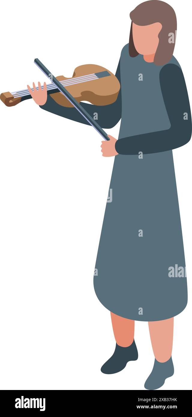 Violoniste professionnelle joue de la musique classique sur scène Illustration de Vecteur