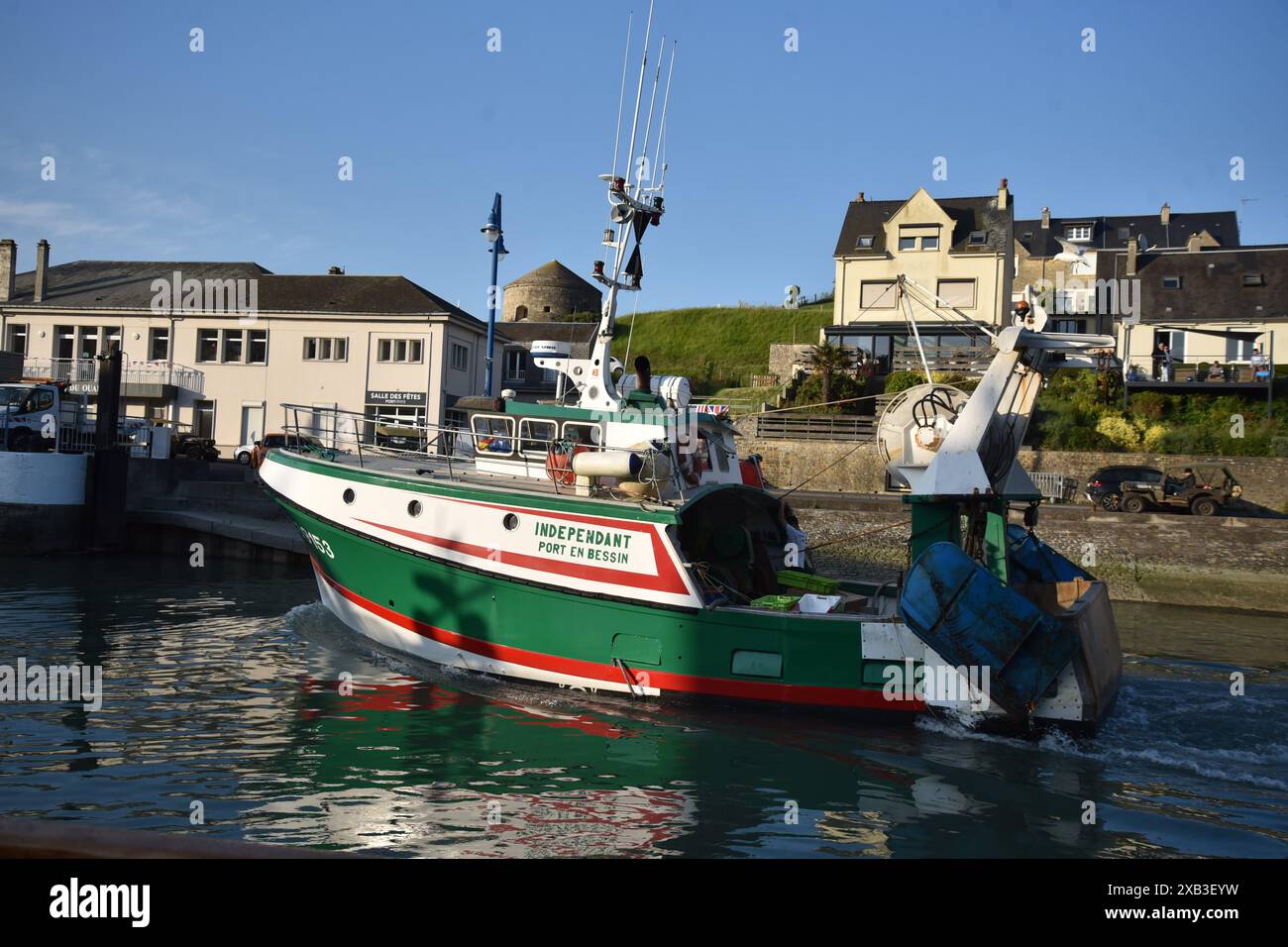 Une partie de la flotte de pêche à Port en Bessin France Banque D'Images