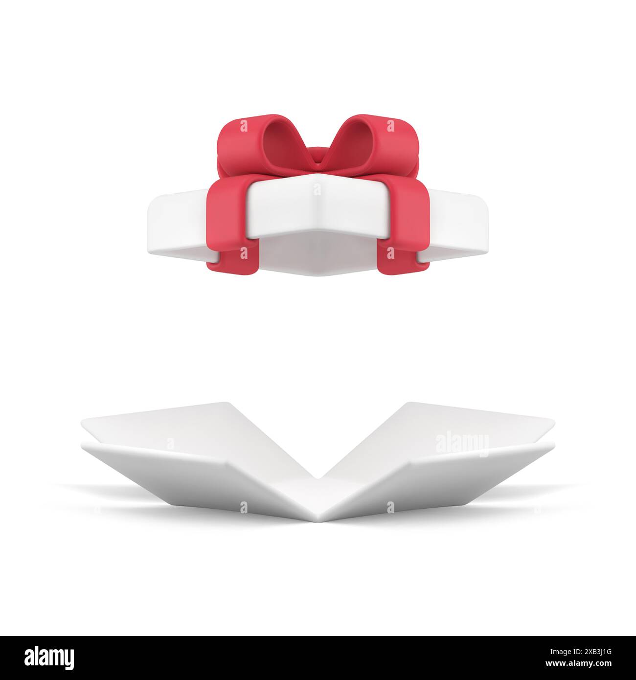 Boîte-cadeau récipient en carton ouvert paquet élégant blanc avec l'icône volante 3d illustration vectorielle réaliste. Joyeux anniversaire félicitations fête su Illustration de Vecteur