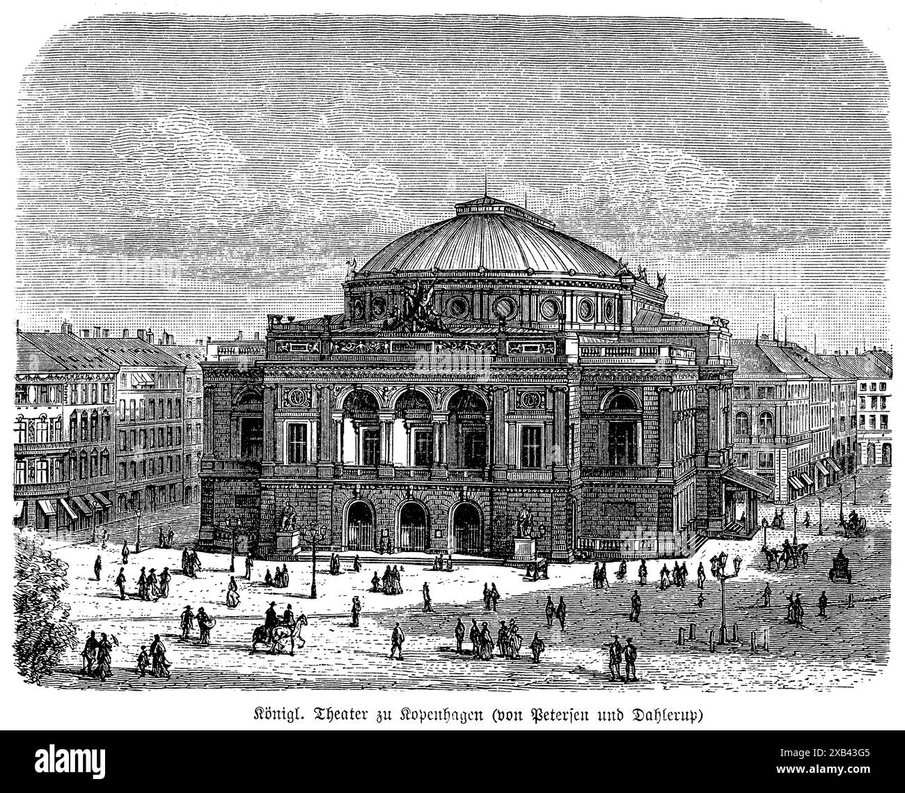 Le Théâtre royal danois de Copenhague, conçu par les architectes Vilhelm Dahlerup et Ove Petersen, est un magnifique exemple de l'architecture théâtrale européenne du XIXe siècle. Achevé en 1874, ce grand bâtiment présente un mélange de styles néo-Renaissance et baroque, reflétant l'opulence et la grandeur artistique de l'époque. Sa façade somptueuse est ornée de sculptures ornées, de colonnes élégantes et de détails complexes. À l'intérieur, le théâtre dispose d'un somptueux auditorium aux décorations riches et aux sièges confortables. En tant qu'institution culturelle de premier plan, le Théâtre royal danois a joué un rôle central dans d Banque D'Images
