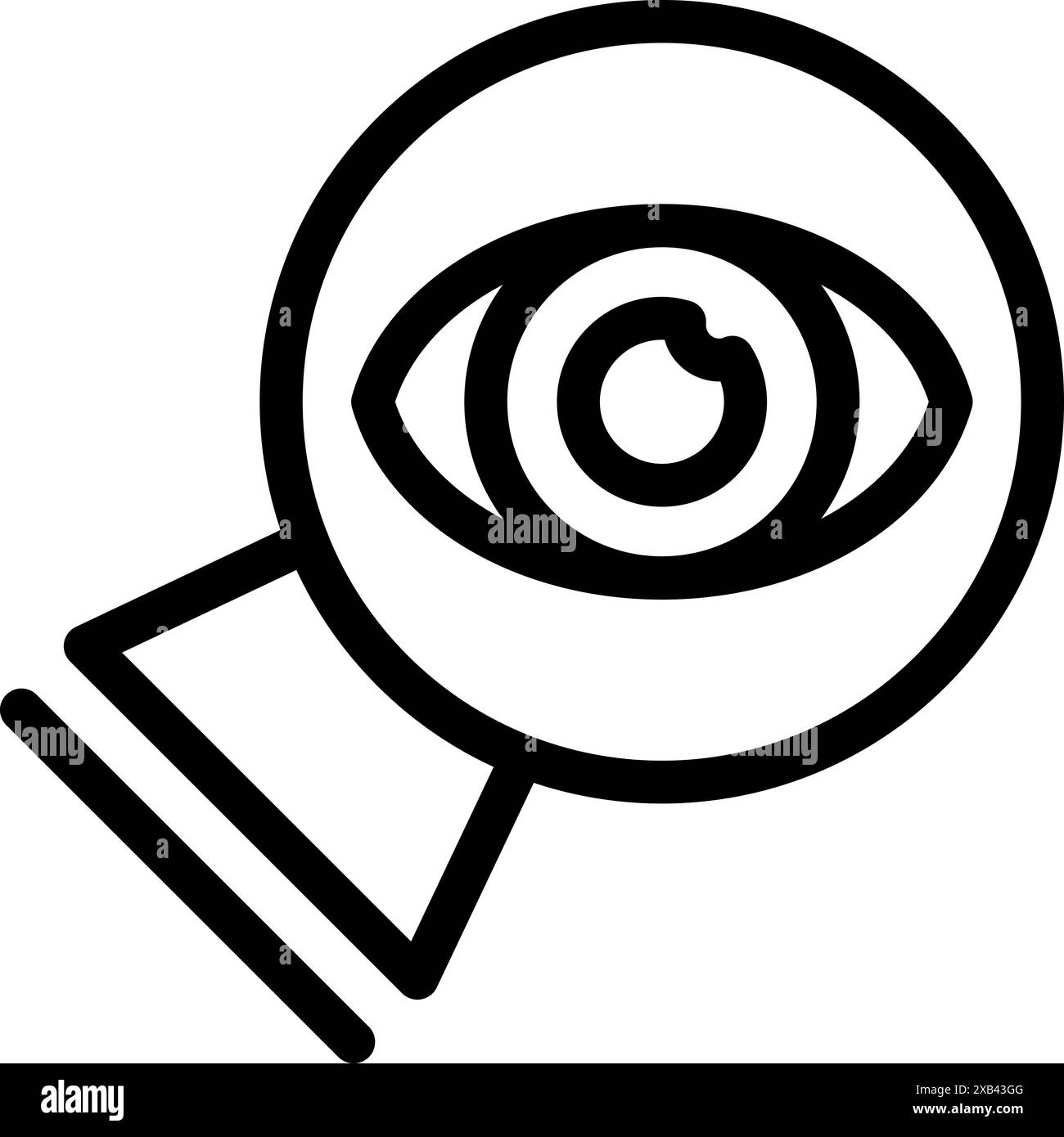 Icône de dessin au trait d'un oeil regardant de l'intérieur d'une boule de cristal, représentant des concepts tels que la surveillance et le grand frère Illustration de Vecteur