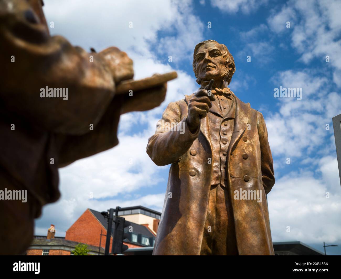 Lincoln, Royaume-Uni, 6 juin 2024, George Boole sculpture and Memorial à la gare de Lincoln Banque D'Images