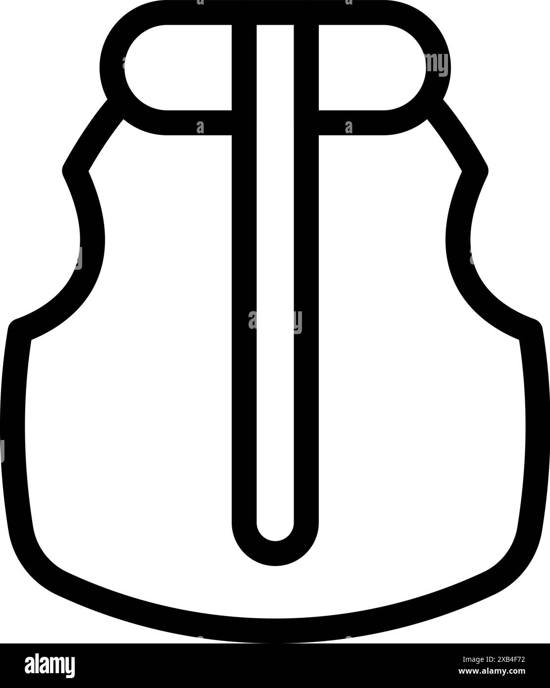 Simple icône d'art au trait noir et blanc représentant un gilet d'hiver chaud Illustration de Vecteur