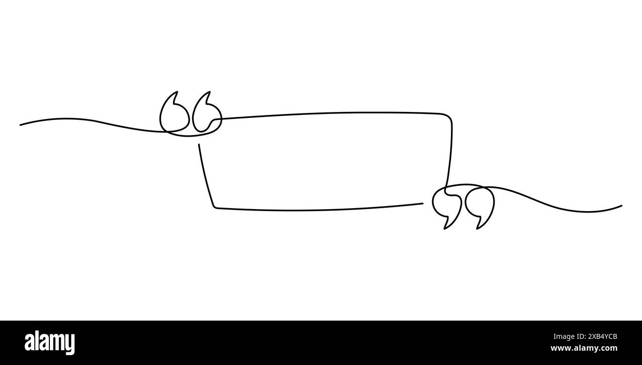 Guillemets avec espace pour le texte dans un motif continu d'un trait. Une ligne continue de pattes imprimées. Illustration vectorielle Illustration de Vecteur
