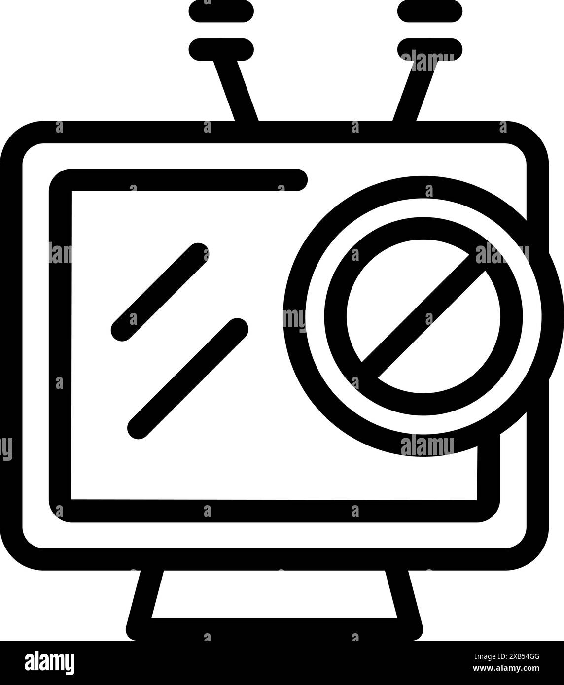Télévision avec antenne ne recevant aucun signal montrant le concept de censure Illustration de Vecteur