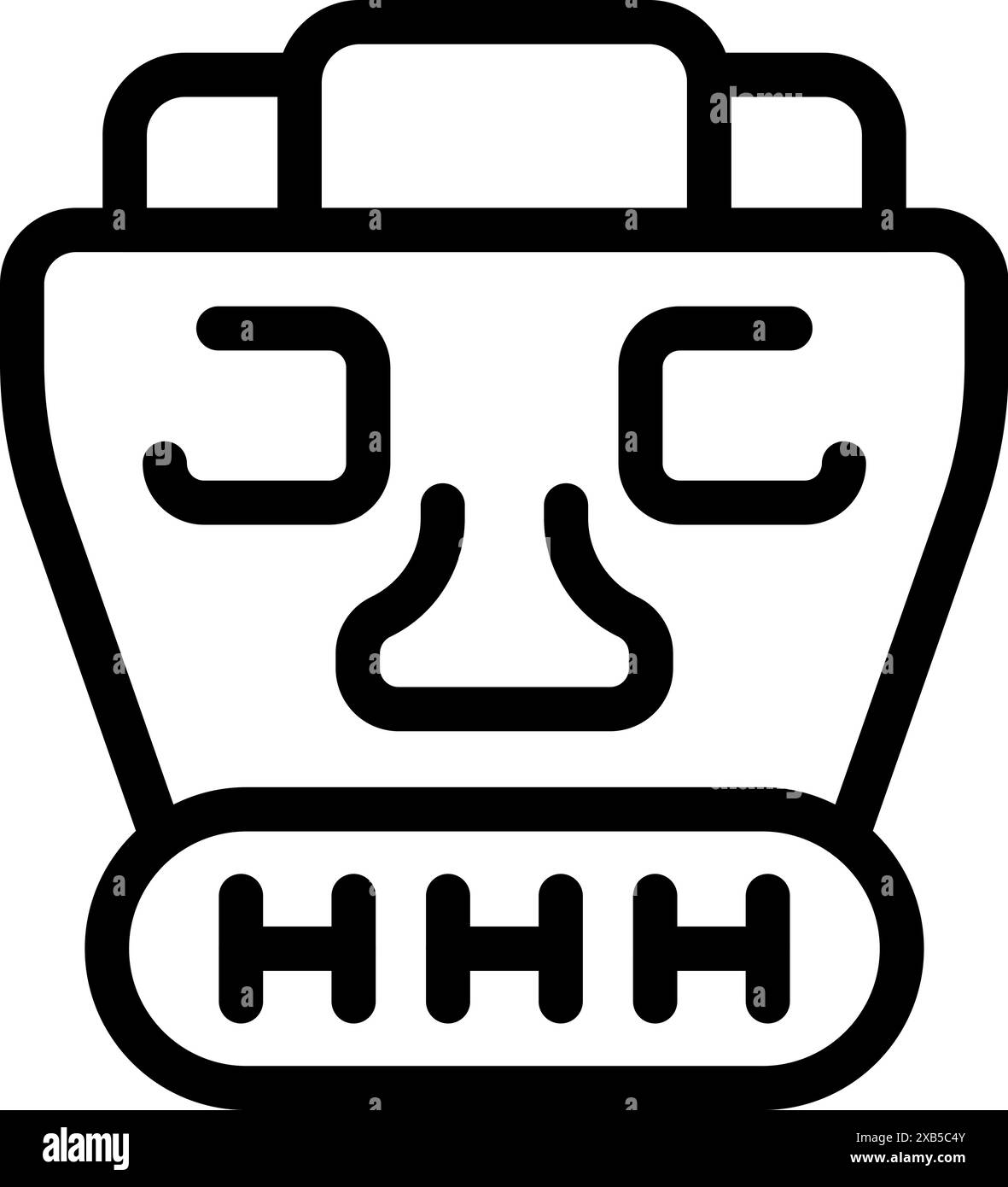 L'idole antique avec les yeux fermés et la bouche grande ouverte montrant les dents fait un son Illustration de Vecteur