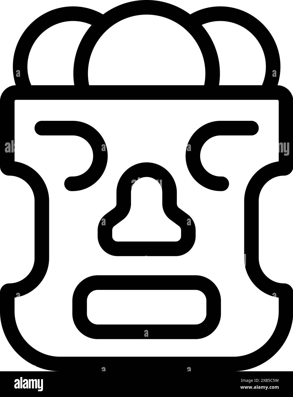 Ancienne statue d'idole hawaïenne sculptée dans la roche volcanique représentant une divinité, utilisée pour les cérémonies religieuses et les rituels Illustration de Vecteur