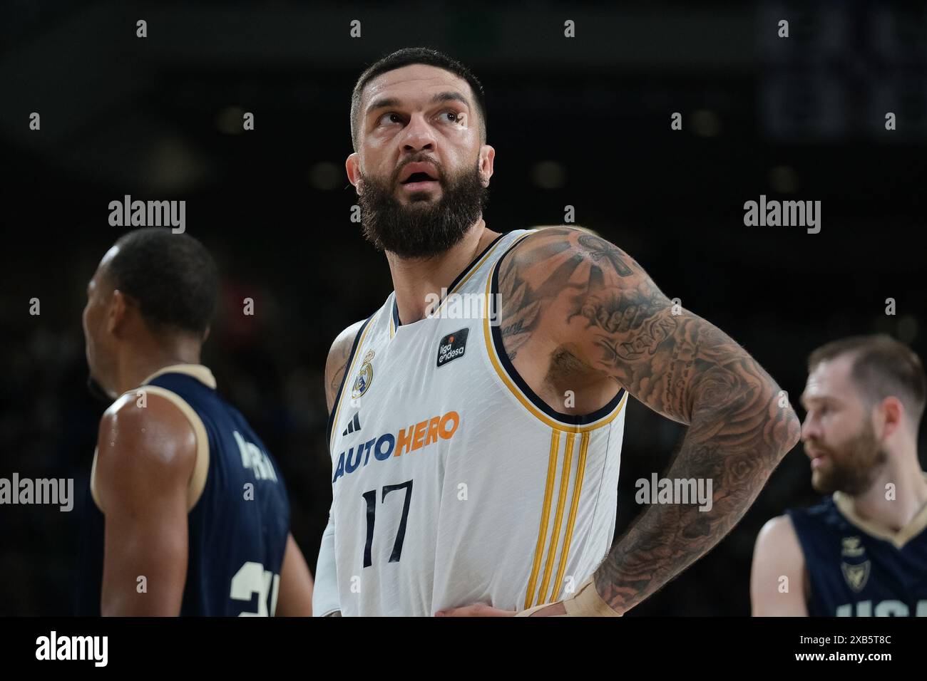 Vincent Poirier du Real Madrid lors de la finale de la Liga ACB Endesa match de basket-ball entre le Real Madrid et l'UCAM Murcia au Wizink Center le 10 juin Banque D'Images