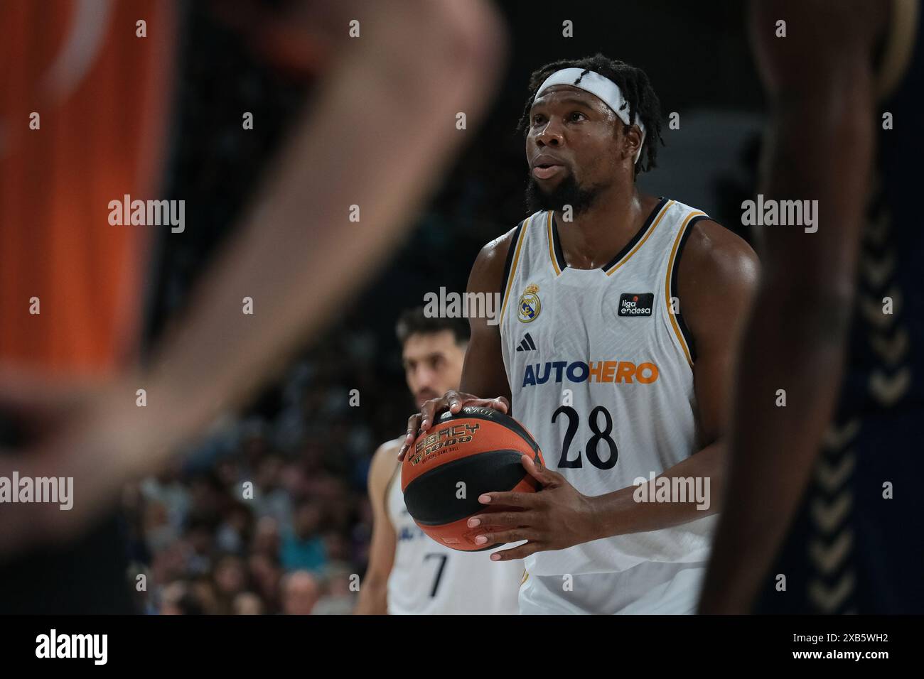 Madrid, Espagne. 10 juin 2024. Guerschon Yabusele du Real Madrid lors de la finale de basket-ball de Liga ACB Endesa joué entre le Real Madrid et l'UCAM Murcia au Wizink Center le 10 juin 2024 à Madrid, en Espagne. (Photo par Oscar Gonzalez/Sipa USA) crédit : Sipa USA/Alamy Live News Banque D'Images