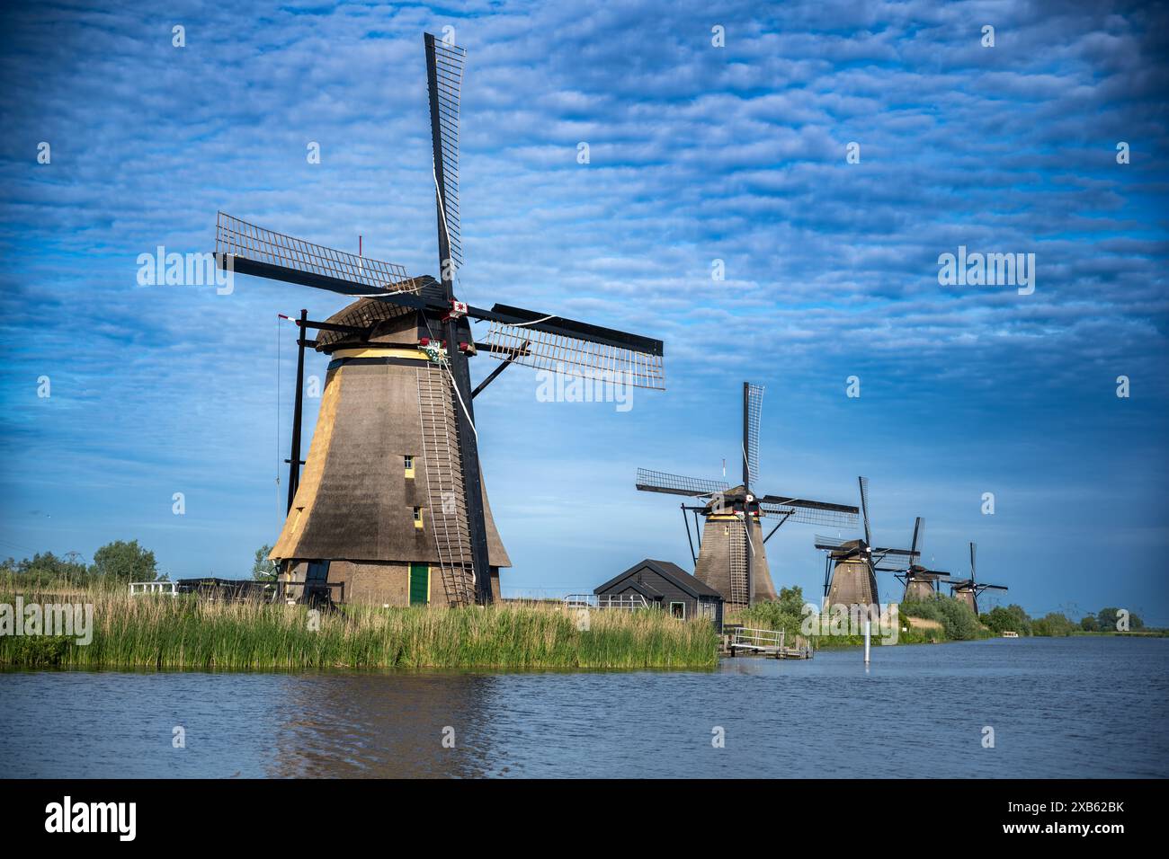 UNESCO Werelderfgoed Kinderdijk Molens, anciens moulins à vent de Kinderdijk à Rotterdam, pays-Bas Banque D'Images