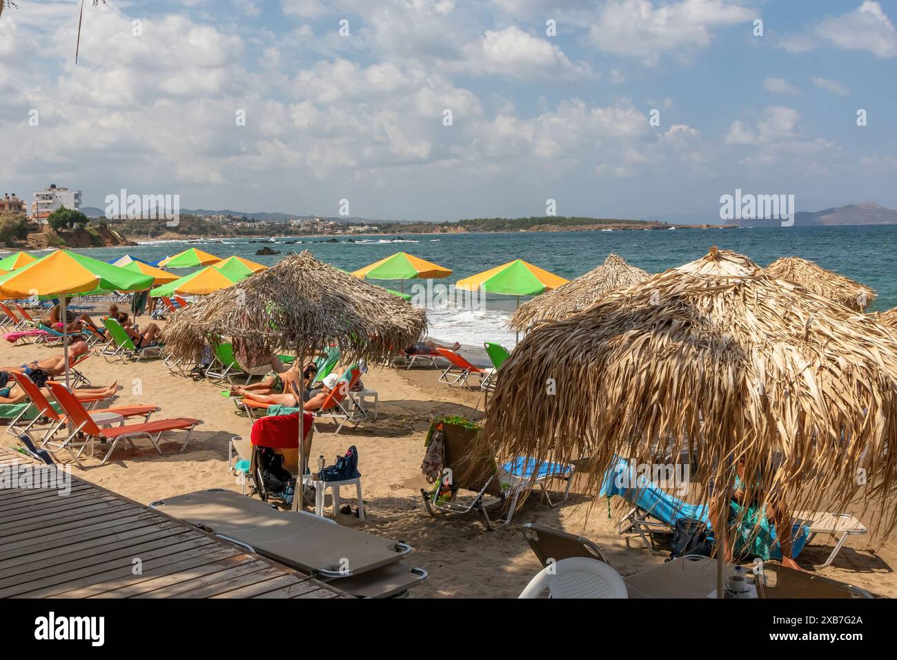 Plage de Nea Chora, Chania, Crète, Grèce Banque D'Images
