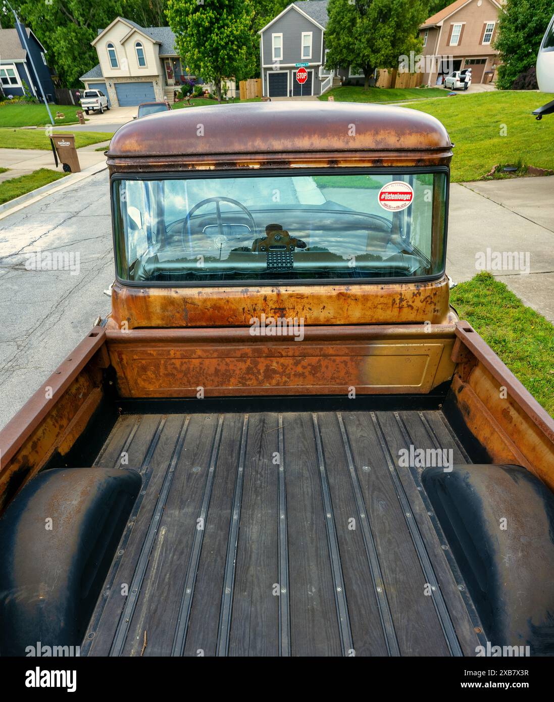 L'intérieur d'un pick-up vintage exposé Banque D'Images