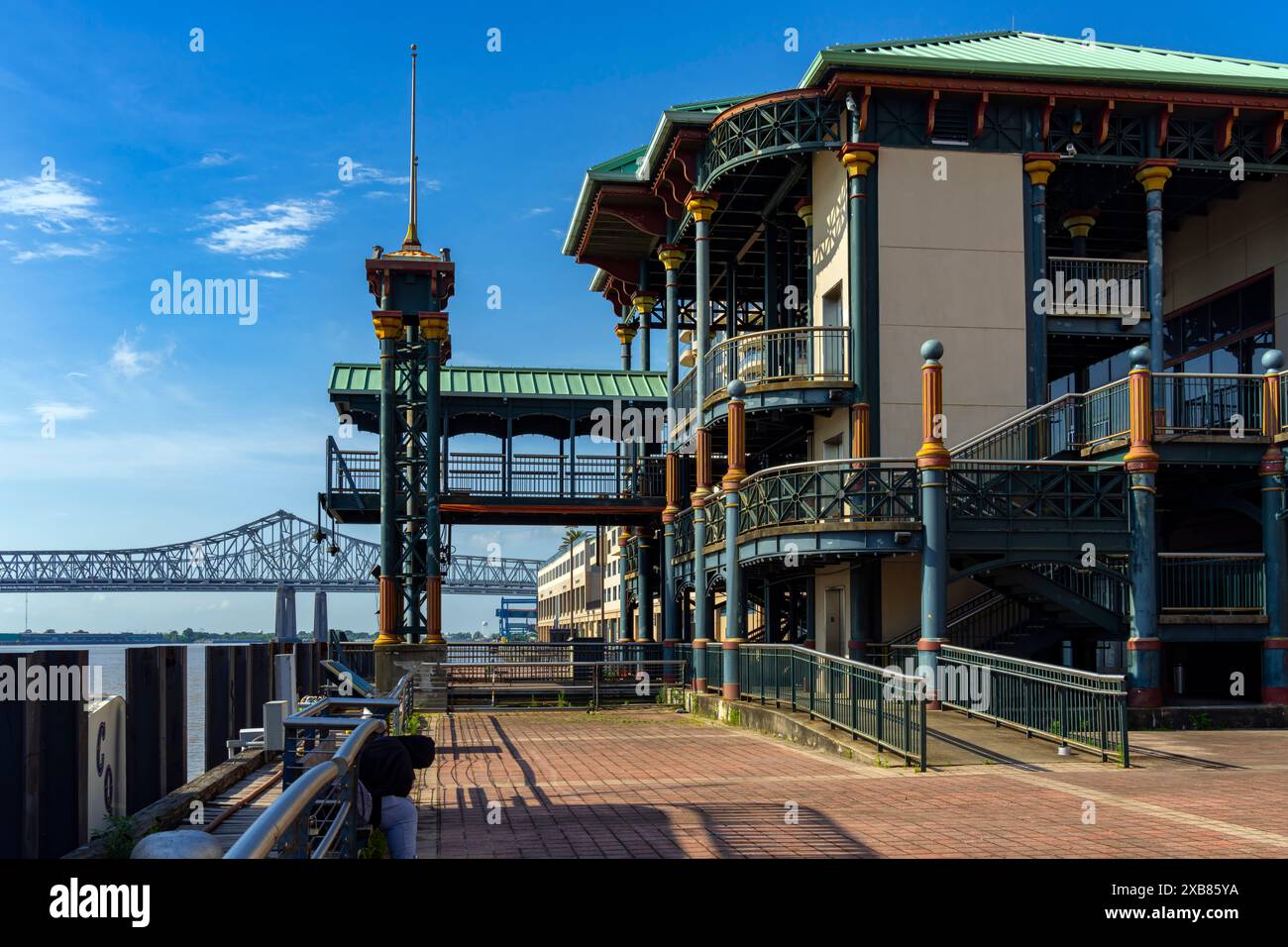 Terminal de ferry de canal Street sur le fleuve Mississippi, Nouvelle-Orléans, Louisiane, États-Unis. Banque D'Images