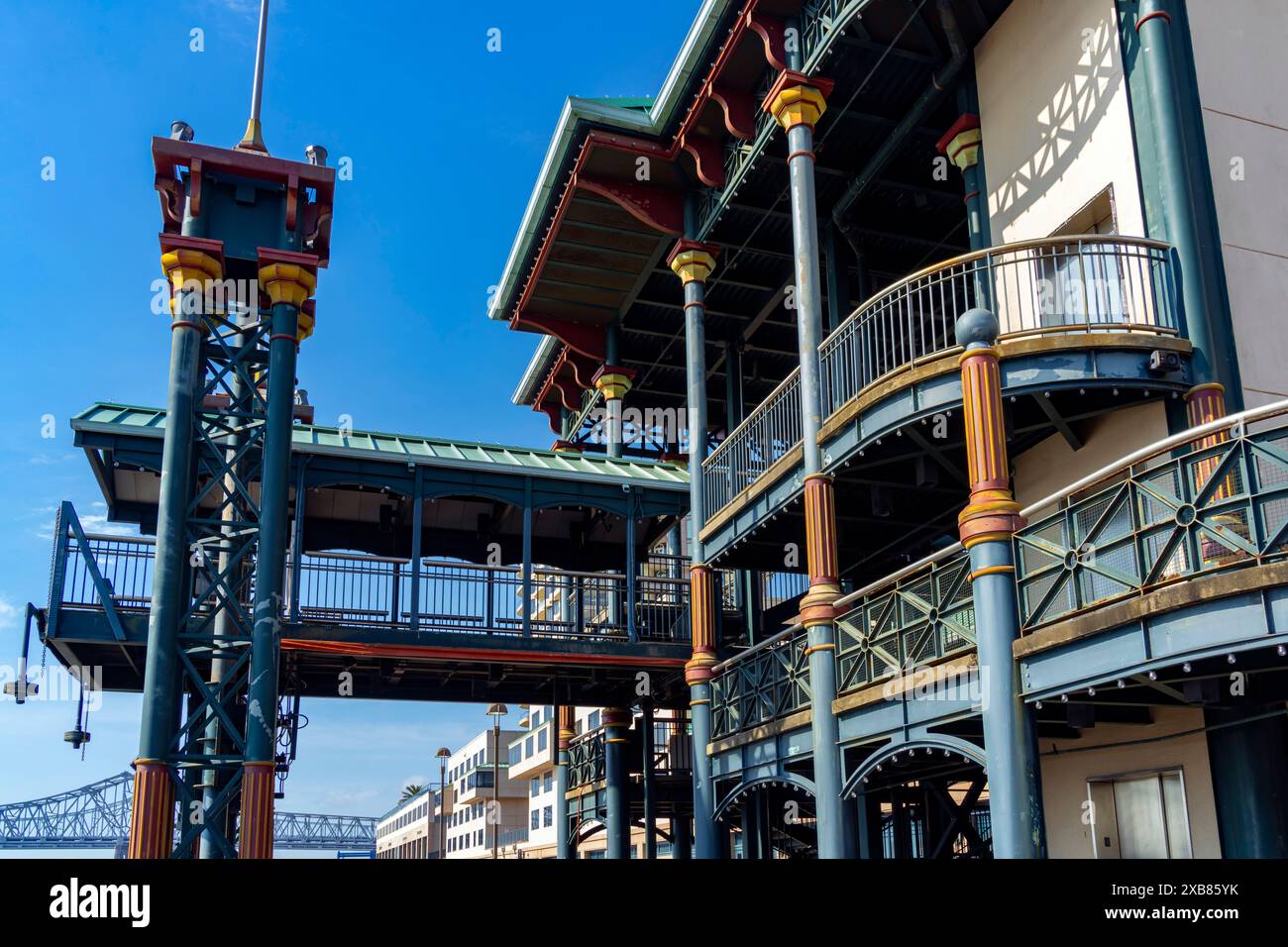 Terminal de ferry de canal Street sur le fleuve Mississippi, Nouvelle-Orléans, Louisiane, États-Unis. Banque D'Images