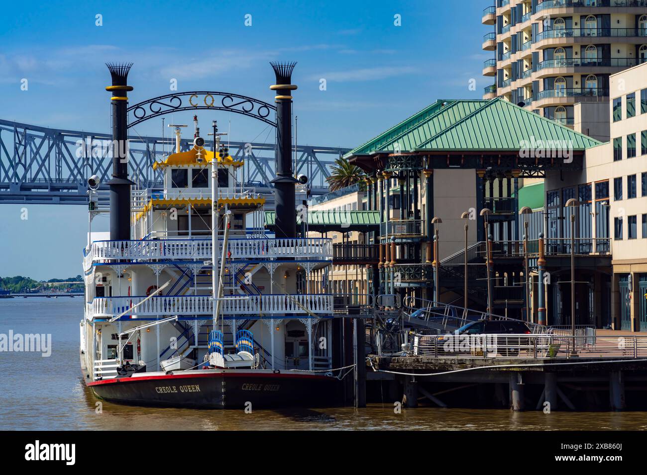 Terminal de ferry de canal Street sur le fleuve Mississippi, Nouvelle-Orléans, Louisiane, États-Unis. Banque D'Images