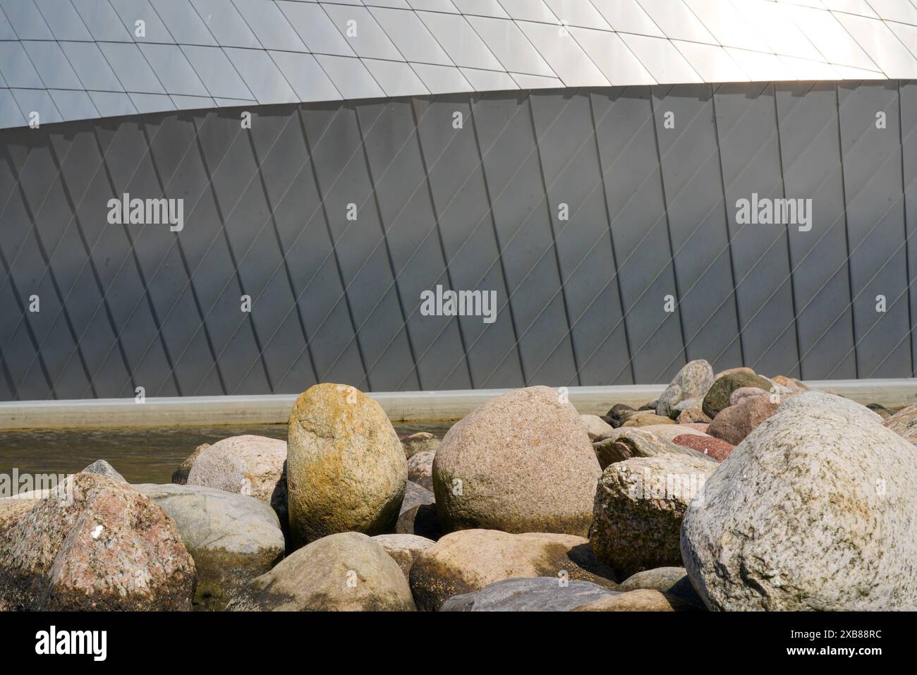 Détails architecturaux de l'Aquarium National Danemark, Den Blå Planet, la planète bleue, situé à Kastrup, une banlieue de Copenhague Banque D'Images