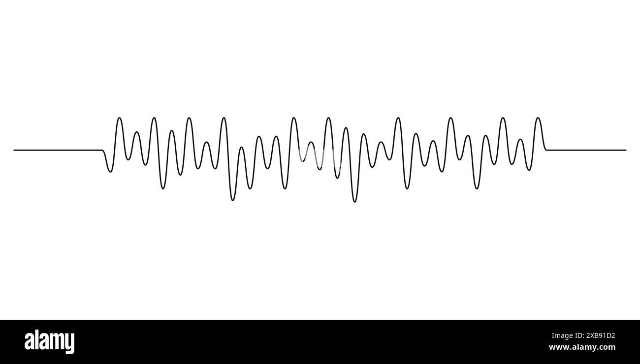 Un signal sinusoïdal dans le plafond d'une ligne. Collection d'ondes sonores à courbe noire. Concept audio vocal ou musical. Lignes pulsatoires. Radiographie électronique Illustration de Vecteur