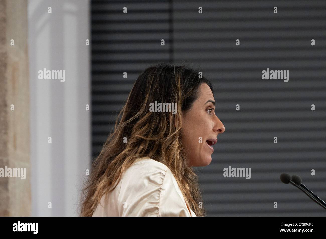 Barcelone, Espagne. 11 juin 2024. La Generalitat appliquera la loi d'amnistie ex officio dans les cas liés à la loi mordaza. Ils ont également discuté de l'investiture et de la répétition éventuelle des élections. La Generalitat aplicará de oficio la ley de amnistía en los casos de la ley 'mordaza', también han hablado sobre la investidura y la posible repetición de las elecciones. Sur la photo : Patricia Plaja News Politics -Barcelone, Espagne mardi 11 juin 2024 (photo par Eric Renom/LaPresse) crédit : LaPresse/Alamy Live News Banque D'Images