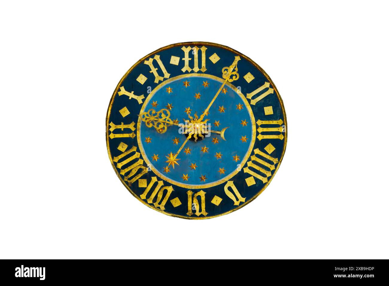 cadran d'horloge vintage isolé sur fond blanc Banque D'Images