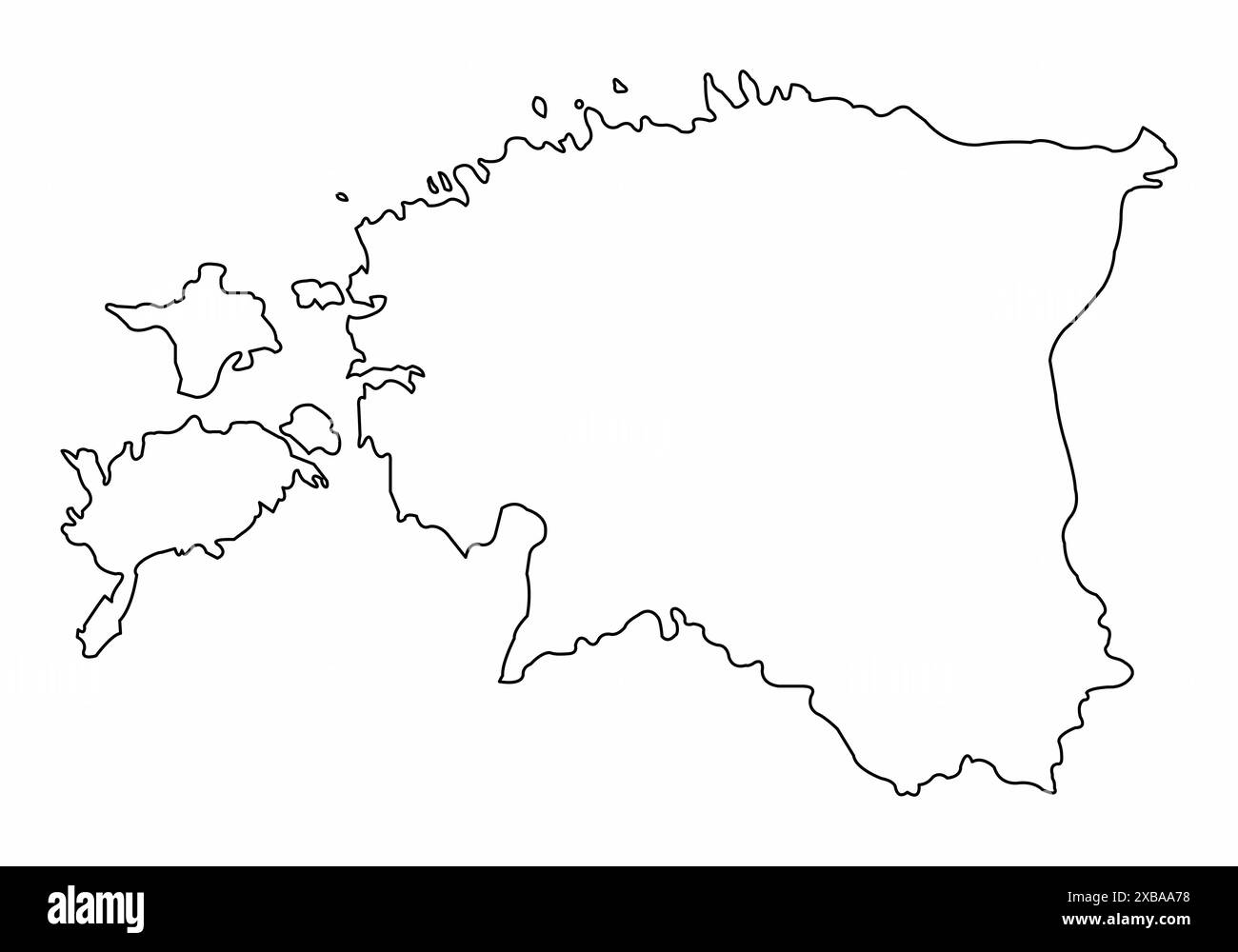 Carte de contour de l'Estonie isolée sur fond blanc Illustration de Vecteur