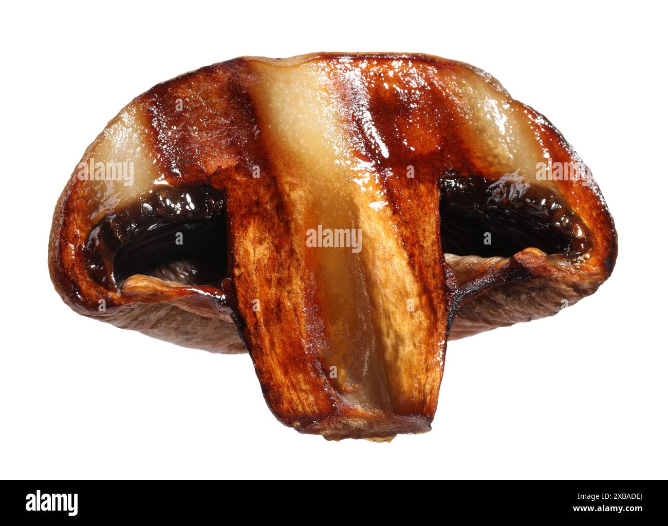 Tranche de champignon grillé isolée sur blanc Banque D'Images